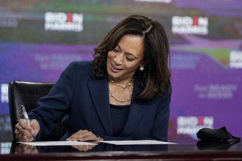 Kamala Harris signs